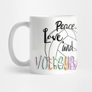 Peace, Love, and Volleyball Mug